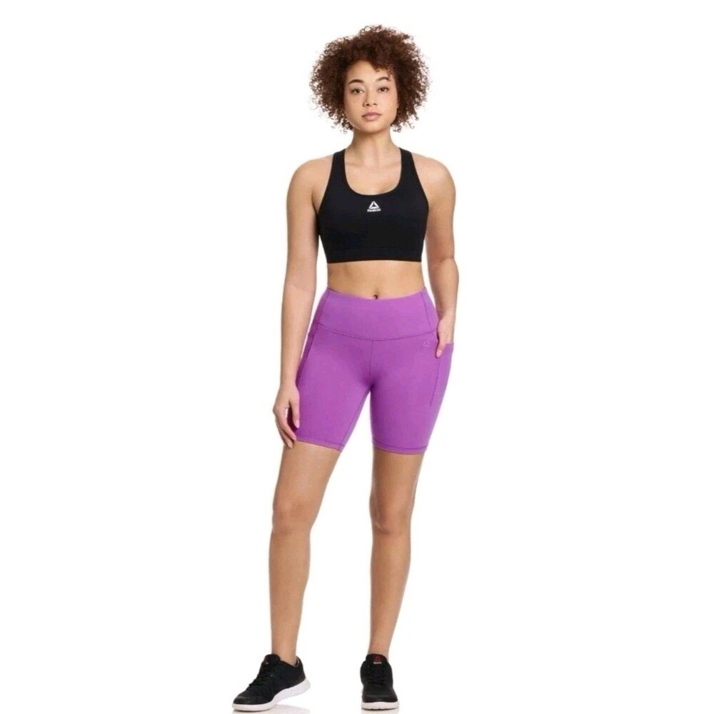 Nwt Reebok Women High Waist Reflex Cycling Shorts Cattleya Orchid XS Small